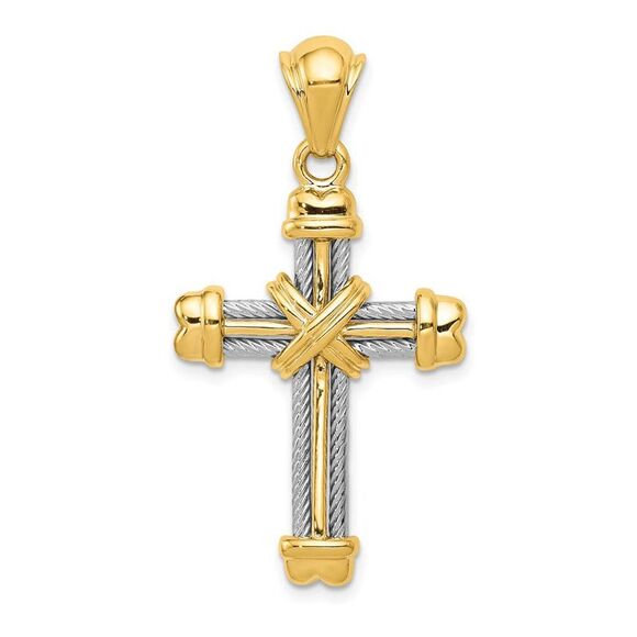 Black Bow Jewelry Co. Other - 14k Two Tone Gold Rope Cross Pendant
